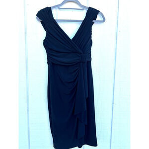 White House Black‎ Market Black Short Dress, Crossover V Neck, Size 4